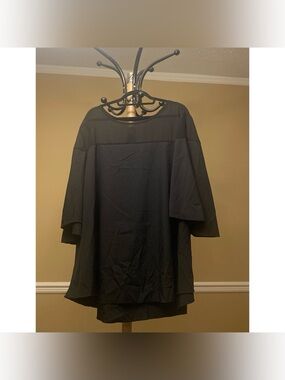 Solid Black Panel Long Sleeve Flowy Top